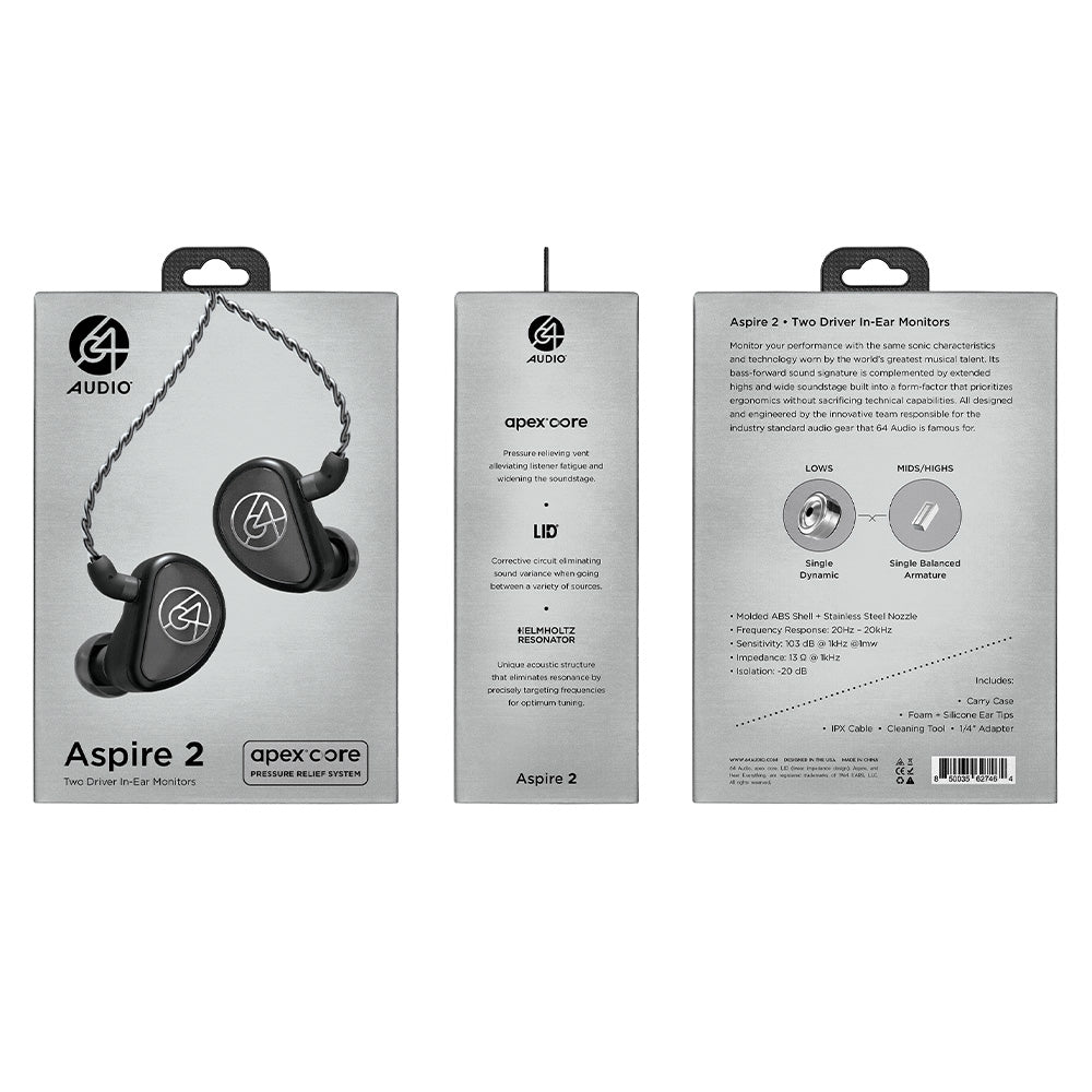 64 Audio】Aspire 2｜ユニバーサルフィットIEM/ハイブリッド型2